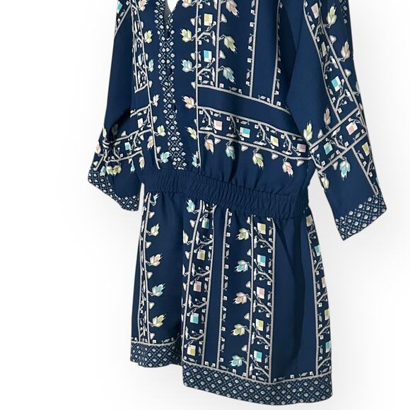 BCBGMAXAZRIA Danae Romper Floral Botanical Festival Coquette Beach LongSleeve - Picture 8 of 14